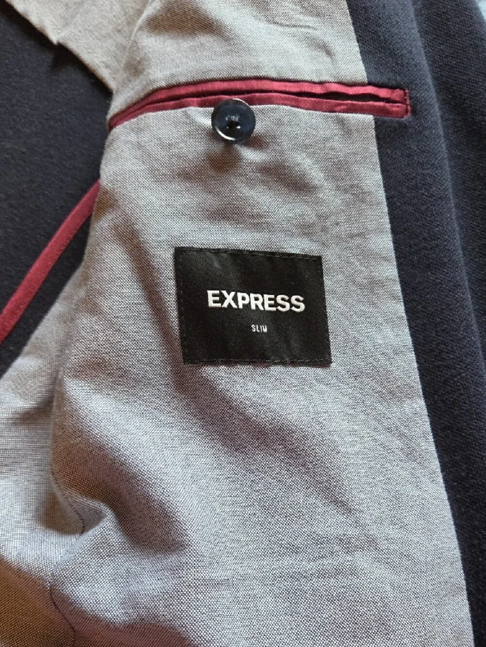 Express Men's Navy Two-Button Blazer- Slim Fit 38L/38L